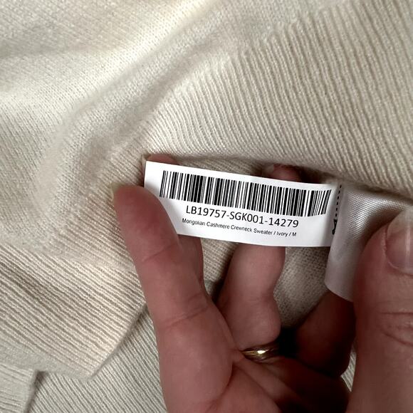 Quince Mongolian Cashmere White Crewneck Sweater Womens M Ivory - Picture 9 of 9